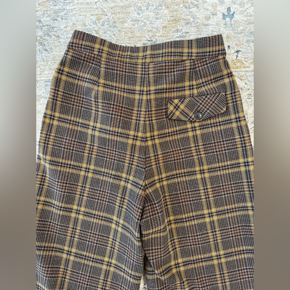Zara Cropped Wide-Leg Plaid Trousers Brown, Gold & Black - Picture 7 of 10